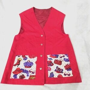 Red Hot Pistols Novelty Vest‎ Size M Sleeveless Top Red Hats Purses Shoes